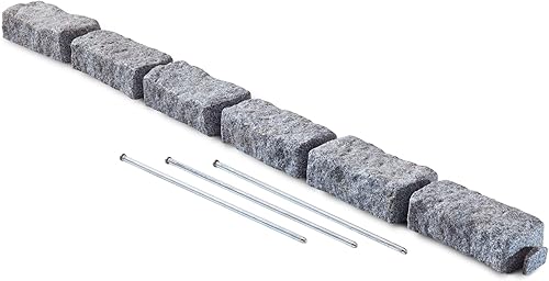 Beuta Bordes de piedra sintética sin excavar con picos de anclaje, borde flexible de tamaño de ladrillo para entradas, patios, árboles o jardines,