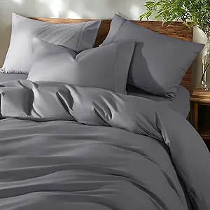 Shilucheng 100% Cotton California King Size Duvet Covers - 600 Thread Count, Luxury Sateen Weave Egyptian Cotton Comforter Cover with Zipper Closure,Hotel Bedding Duvet Covers 3 Piece (Dark Grey)