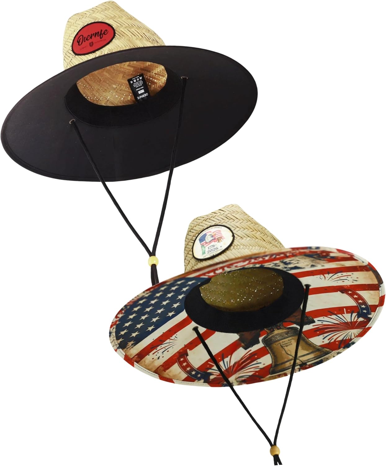 2 Pack Unisex Lifeguard Hat with Wide Brim-Lightweight & Breathable Beach Hat for Sun Protection,Straw Sun Hat for Gardening