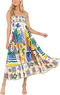 Colored Painted Designs Spaghetti Strap Dresses Big Hem Sleeveless Spring Summer Sundress for Women 2025 - Buy now