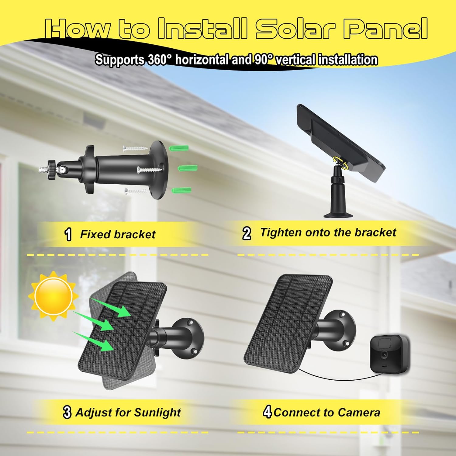 Solar Panel 4W Compatible for Blink Outdoor 4 Camera,Solar Kit Build-in 2600mAh Rechargeable Battery, IP65 Waterproof (2 Pack)