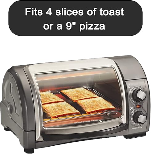 Miniatura 3 de Horno tostador de encimera de 4 rebanadas con puerta enrollable se adapta a pizza de 9 pulgadas para hornear asar y tostar