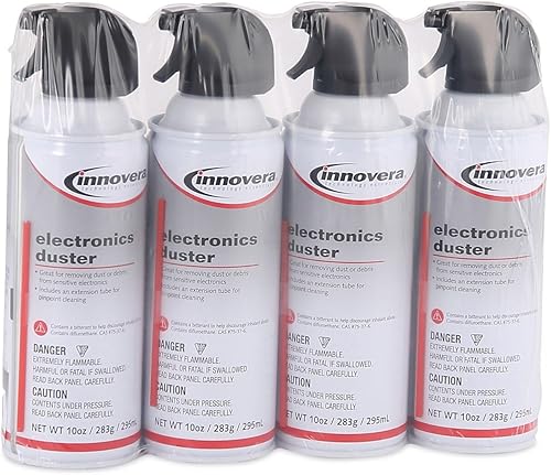 Miniatura 3 de Innovera Limpiador de plumero de aire comprimido, lata de 10 onzas, paquete de 4