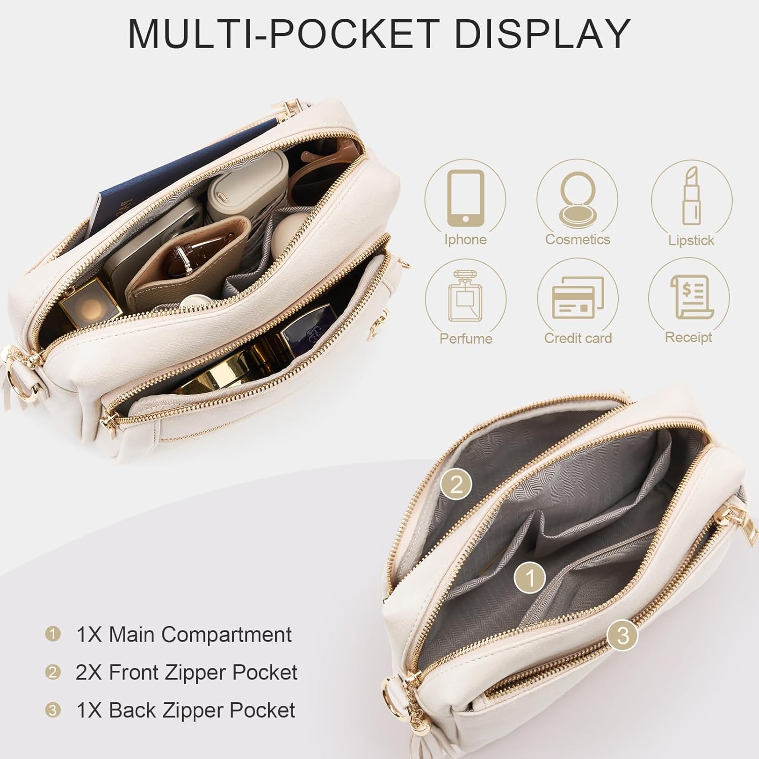 Small Leather Crossbody Bags for Women Anti theft Purses and Handbag Shoulder Hangbag with Wide Strap Tassel