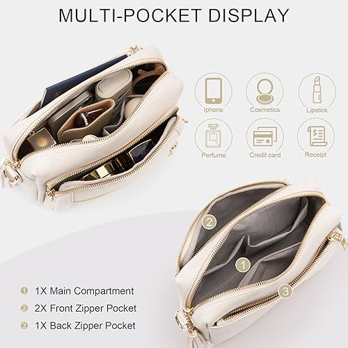 Miniatura 3 de Bolsos cruzados pequeños de cuero para mujer, monederos antirrobo y bolso de hombro con borla de correa ancha