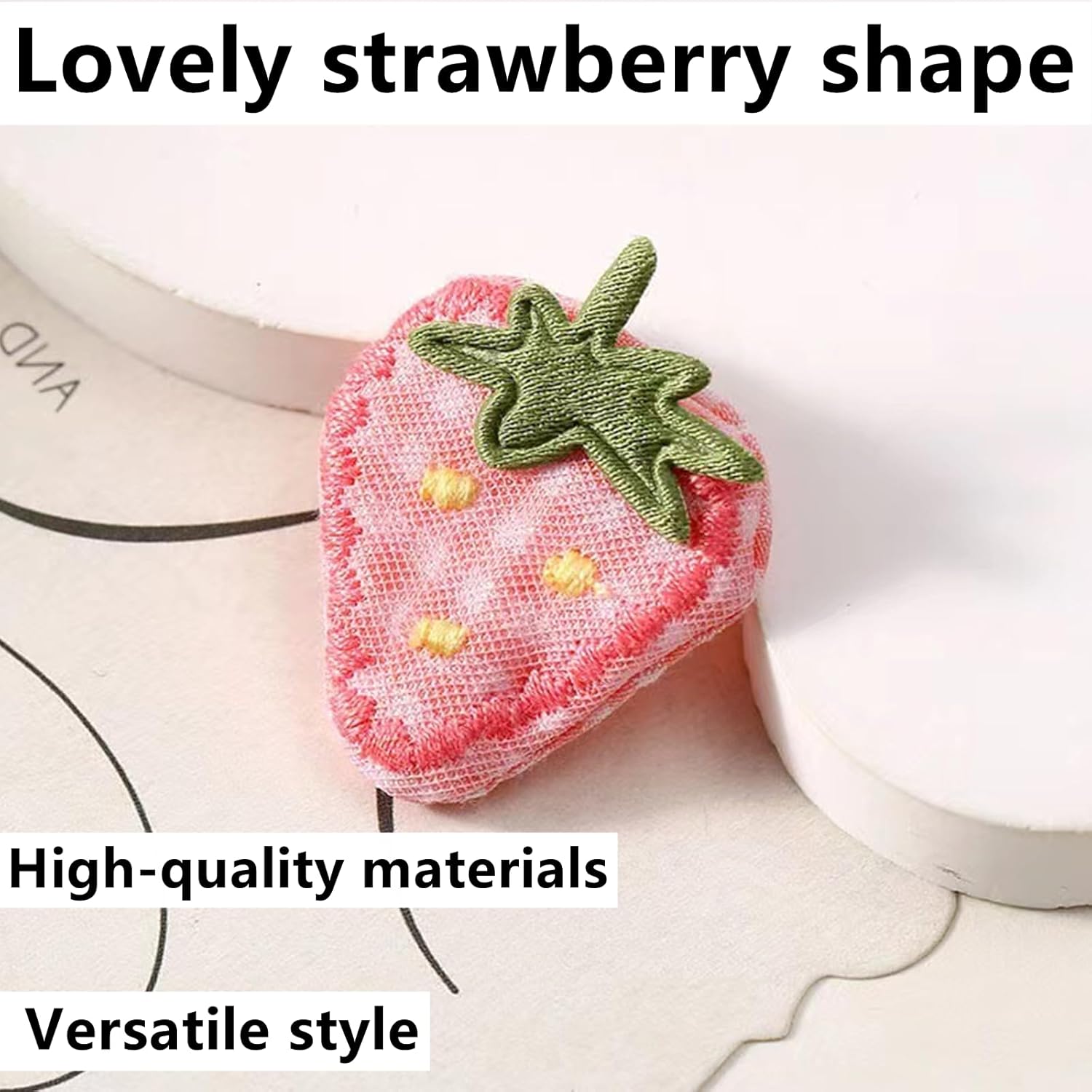 6 Pcs Cute Strawberry Fabric Hair Clips & Barrettes Set, Sweet Pink Duckbill Hair Accessories for Women & Girls - Image 6