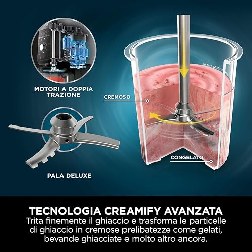 Ninja CREAMi Deluxe - Macchina per Gelato, Sorbetti, Yogurt, Frullati e Altro - Gelatiera con 10 Programmi, Doppia Coppetta - Opzione 2 Gusti in 1-2 Vasetti Grandi - Modello NC502EU, Colore Argento - 8