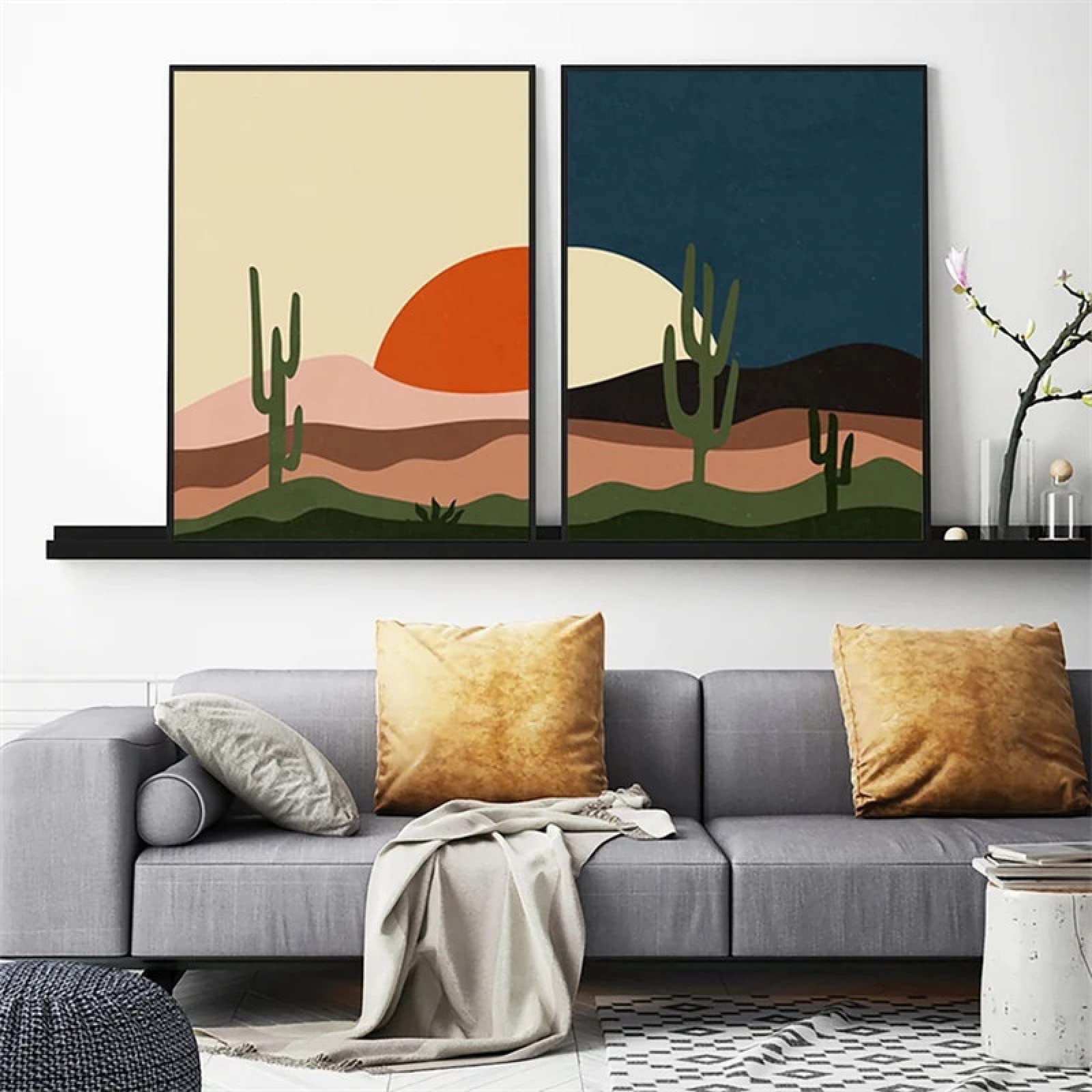 Stampe Su Tela TOCDGOO – Quadri Con Paesaggio Desertico E Cactus, Stile Boho, Set Da 4, 20x25 Cm