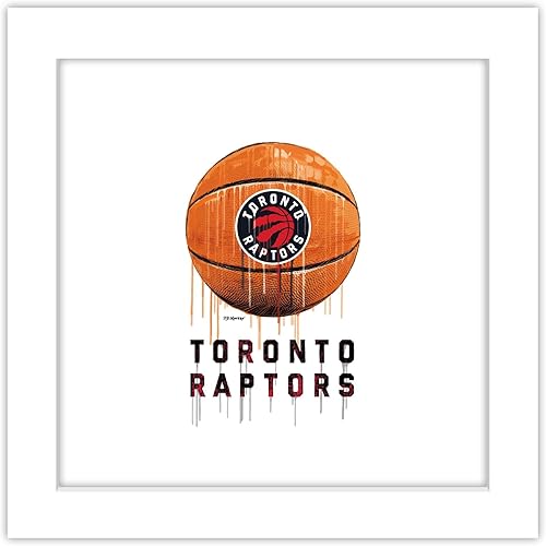 Trends International Gallery Pops NBA Toronto Raptors - Arte de pared de baloncesto por goteo, versión enmarcada blanca, 12 x 12 pulgadas