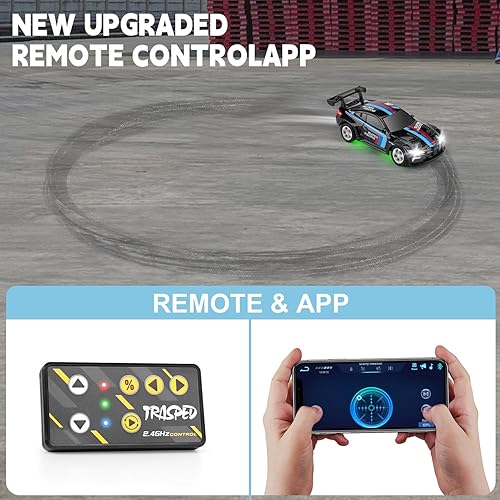 Miniatura 2 de SASBSC Mini autos de juguete RC para niños y adultos, auto de control remoto con aplicación de 2.4 GHz con luces y 3 modos de velocidad, auto de
