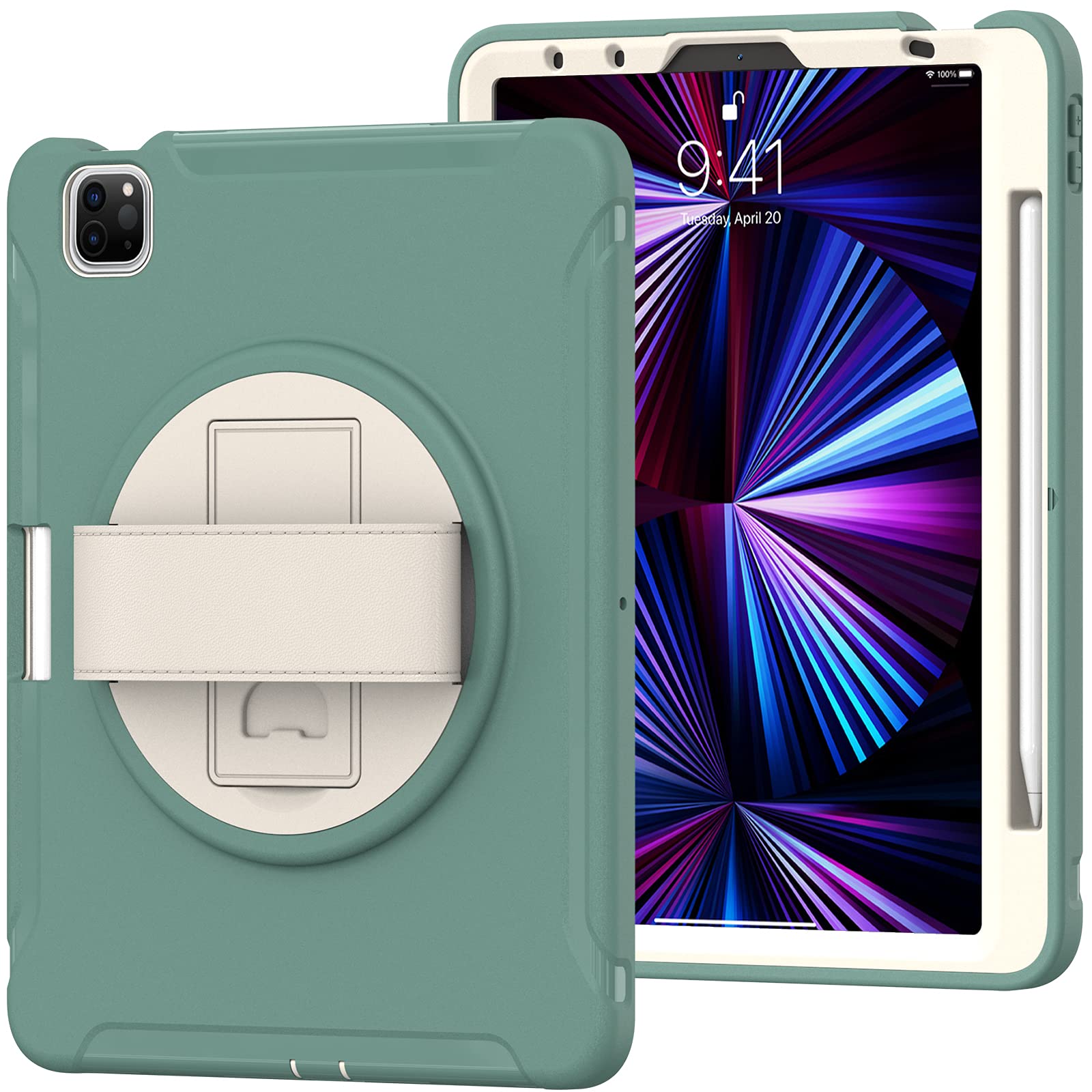 SwooK Case with Kickstand for iPad Air 10.9 5th Generation 2022 / 4th Gen 2020 Impact Resistant Protective Defender [with Pencil Holder] Back Cover Case Also Fits Pro 11 (Mid -Night Green) (B09RVYRH2R) Amazon Price History, Amazon Price Tracker