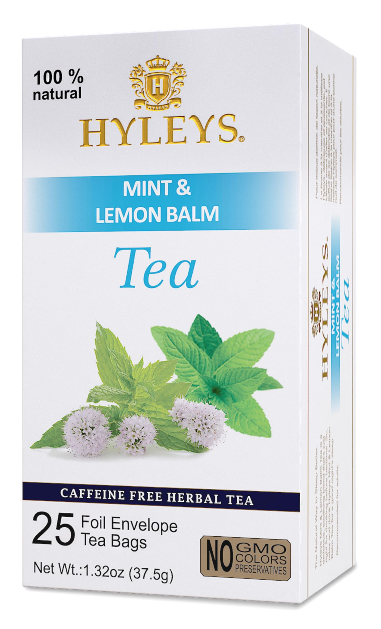 Hyleys Sleep Lemon Balm Herbal Tea - Relaxing Evening Blend, Caffeine-Free, 100% Natural, Non-GMO, Gluten-Free, Dairy-Free, Sugar-Free, Decaf - 25 Tea Bags