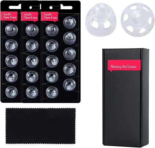 Miniatura 7 de Cúpulas para audífonos Oticon MiniFit Open Vent Bass Domes: 2 paquetes (0.315 in), cúpulas universales para suministros de audífonos Oticon