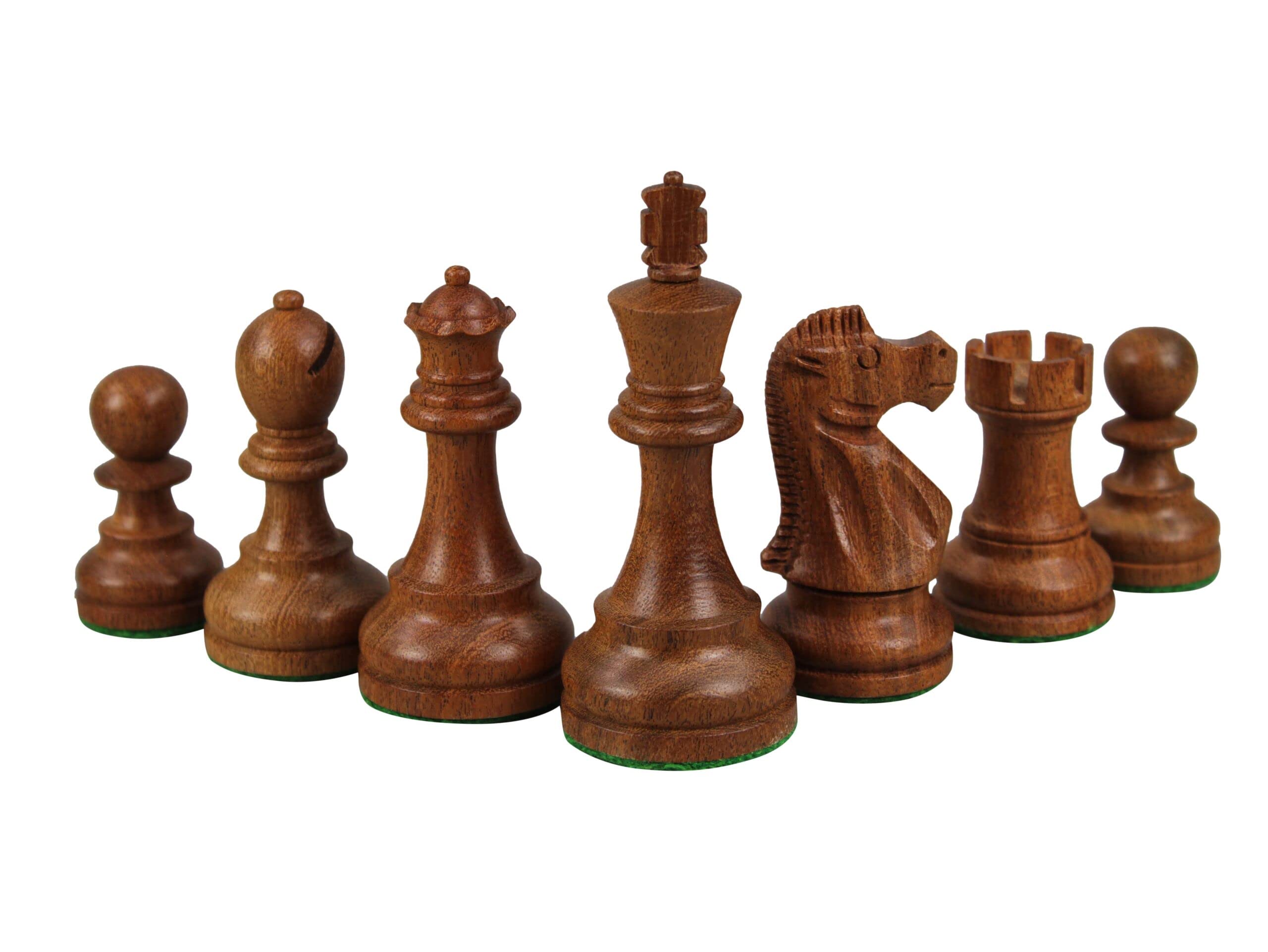 Set di scacchi in legno con tavola in noce da 20 pollici pesata Sheesham Reykjavik Staunton pezzi da 3,75 pollici