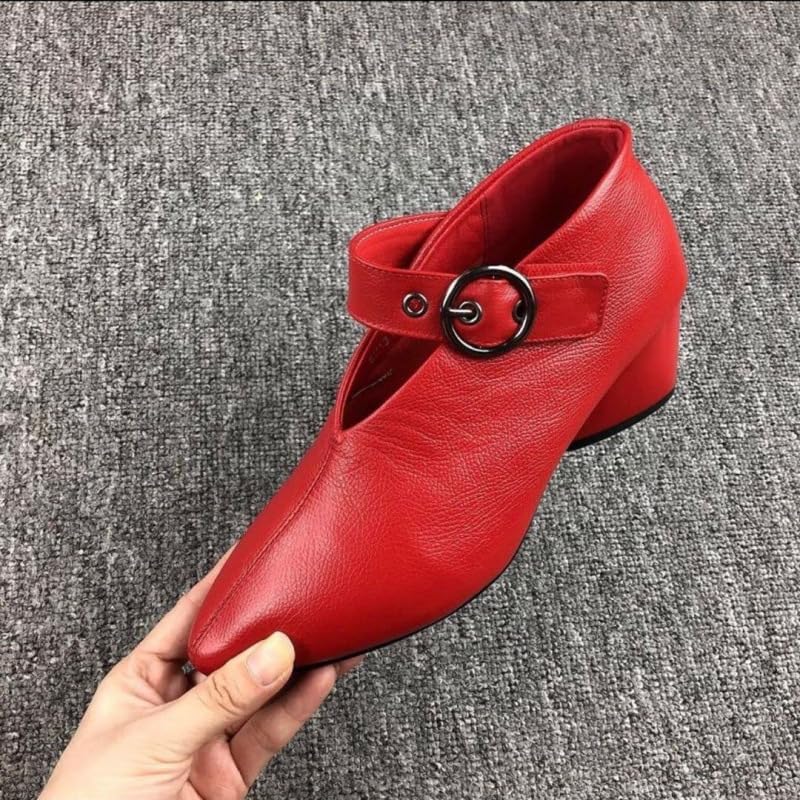 Solid Color Fashion Shoes for Women,Comfortable Block Heel Shoes,Versatile Pointed Toe Soft Sole Shoes3