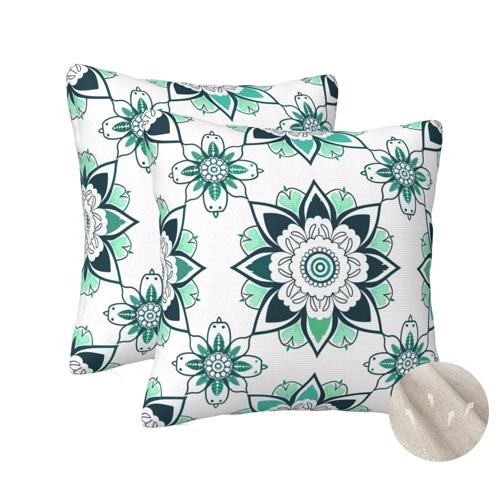 Coussin canapé gris vert mandala 60x60cm pour salon chaleureux