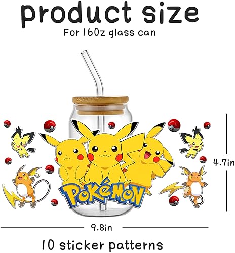 Miniatura 2 de Calcomanías de transferencia de vasos UV DTF para vasos de vidrio de 16 onzas, 10 hojas de transferencia de tazas para manualidades de tazas,
