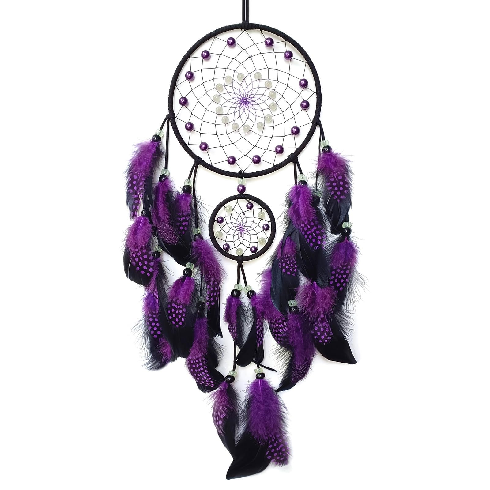 Donko Purple and Black Dream Catcher with Luminous Bead