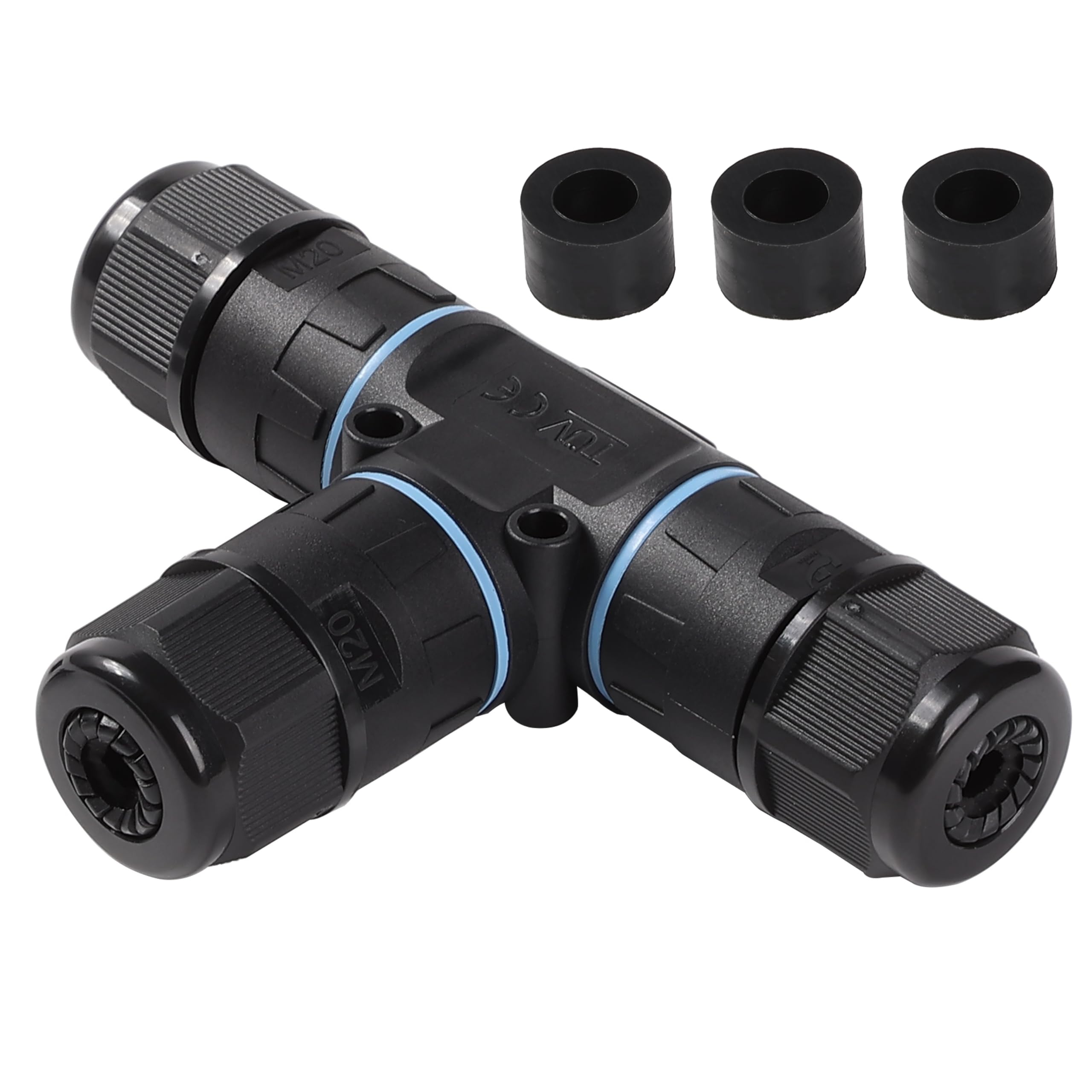 Electraline 71736 Conector estanco en forma de t, 3 polos, 3 vías, ideal para jardines y espacios exteriores, para cables externos IP68
