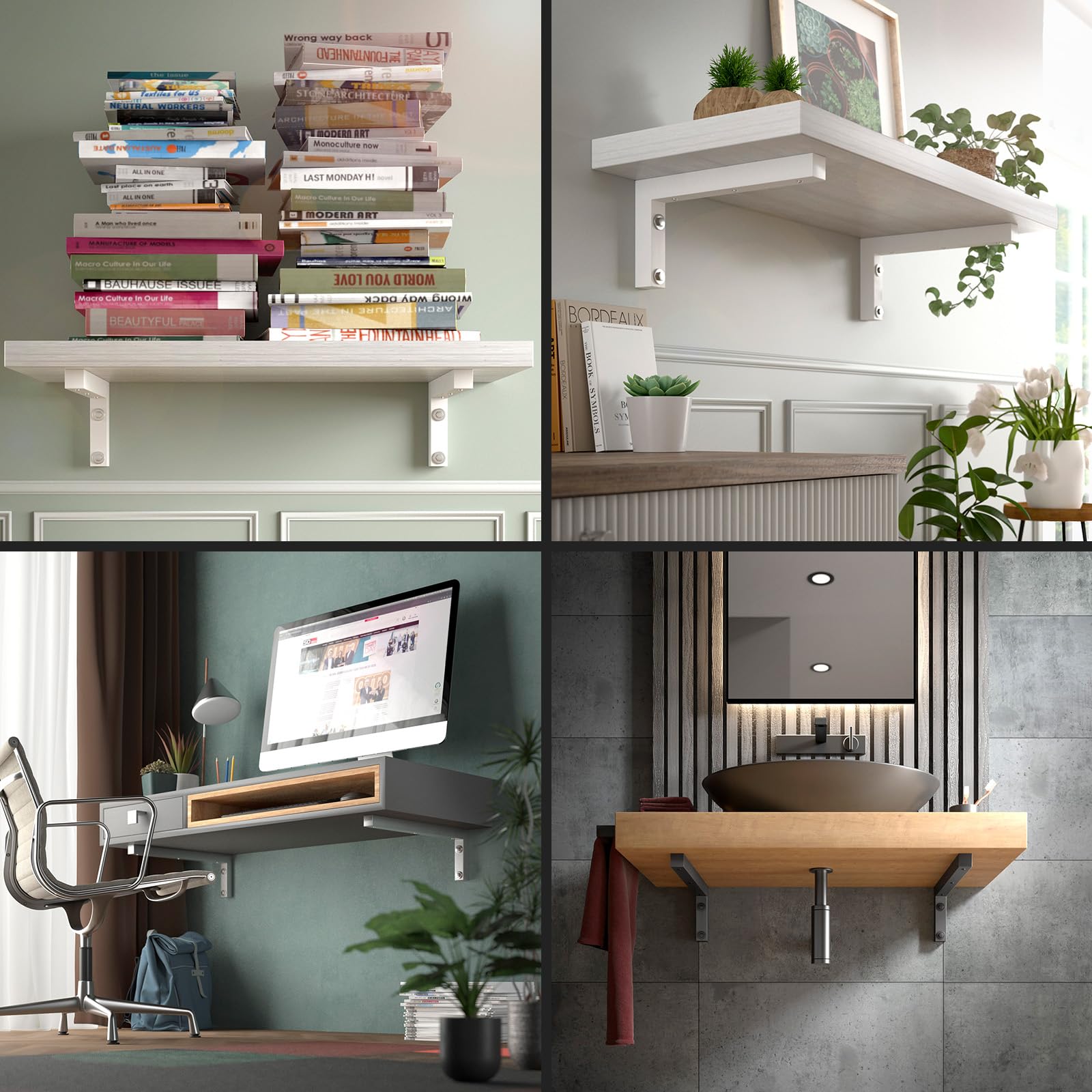 SOTOOLS 2 x Regalwinkel L-Winkel aus Edelstahl 450x150x30 gebürstete Oberfläche, stabile Regalkonsole, auch für Waschtische
