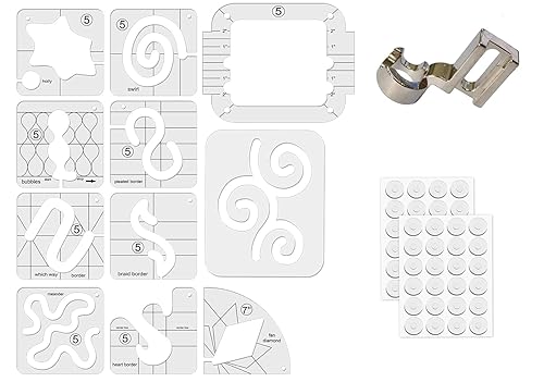 Miniatura 8 de El juego de 15 plantillas de acolchado de movimiento libre incluye 11 plantillas de acolchado, 2 hojas48 calcomanías de acolchado antideslizantes y