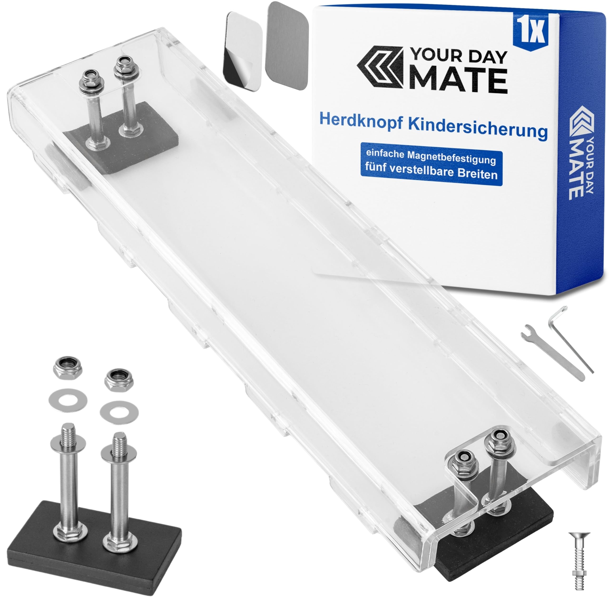 Herdknopf Schalterabdeckung, fünf verstellbare Längen, Transparent, Kindersicherung mit Magnetbefestigung, Schutz für Herd Bedienelemente, Herdknöpfe Babysicherung, Version mit Schraubsicherung