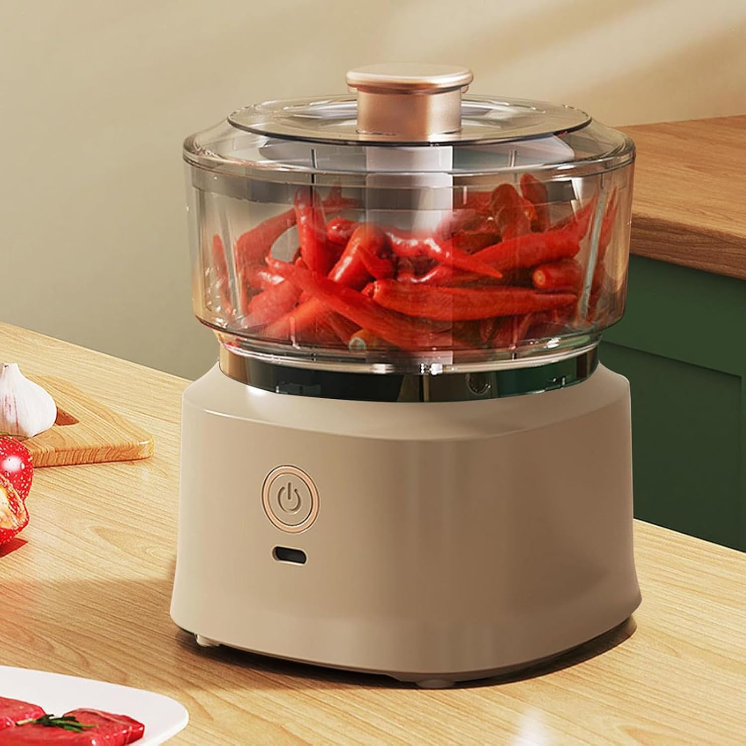 Picadora De Verduras, Picadora De Alimentos, Mini Procesador De Alimentos, Picadora De Ajo Mini Procesador De Alimentos Portátil Triturador De Verduras Inalámbrico con Carga USB Pa, Coffee