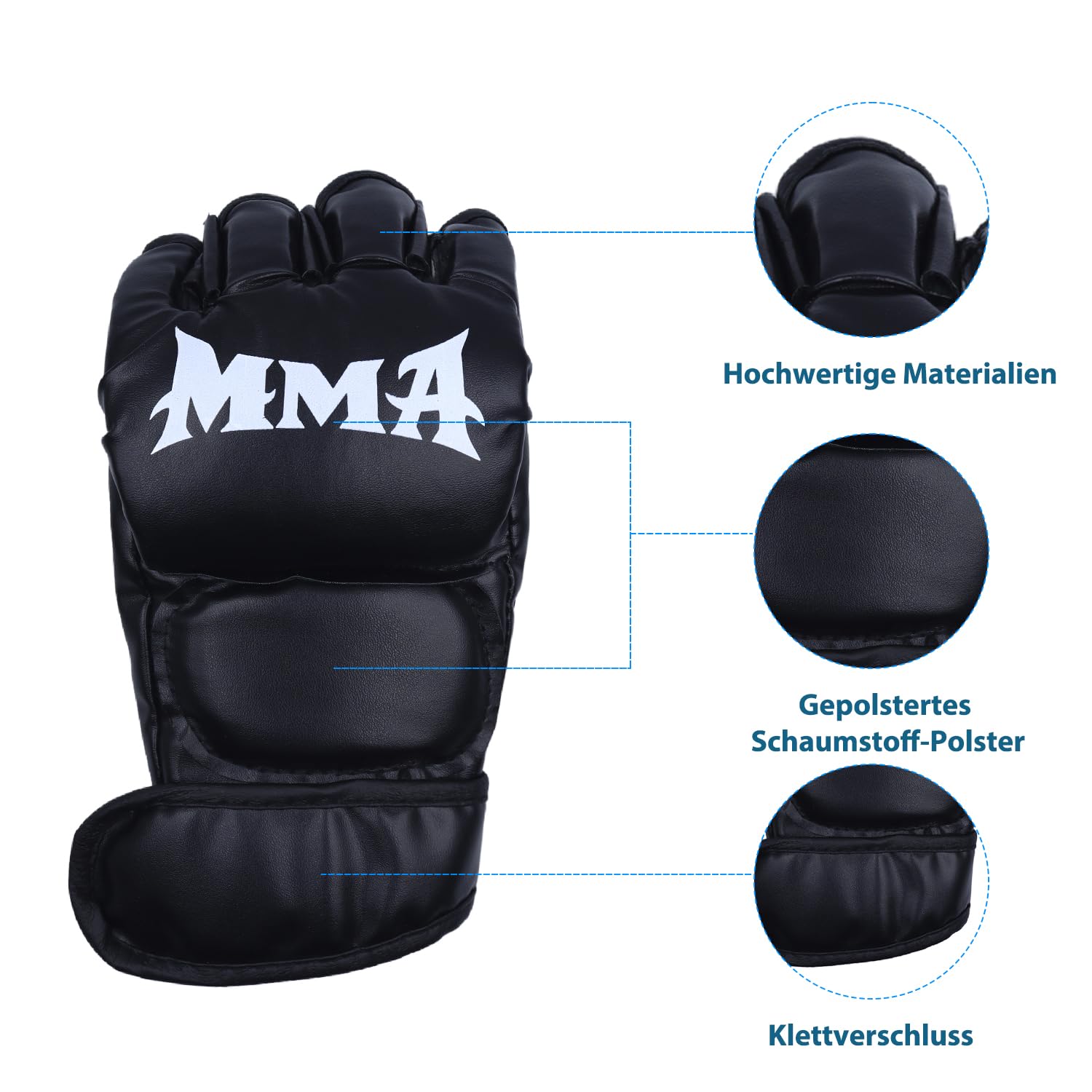 MMA Guanti da boxe, Guantoni da boxe per sacco da boxe, combattimento, taekwondo, grappling, muay thai, Allenamento Kick Boxing Arti Marziali Punzonatura, uomo e donna