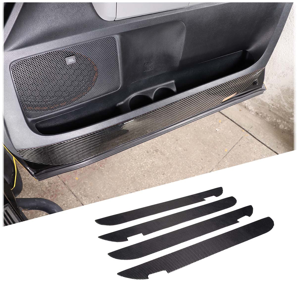 4PCS Car Door Anti Kick Panel Sticker Trim for Toyota Tundra 2007-2013 Accessories Real Carbon Fiber Automotive Decal