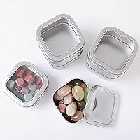 Vista 7 de LJY Empty 8-Ounce Capacity Square Silver Metal Tins with Clear Window for Candle Making, Candies, Gifts & Treasures (6 Pack)