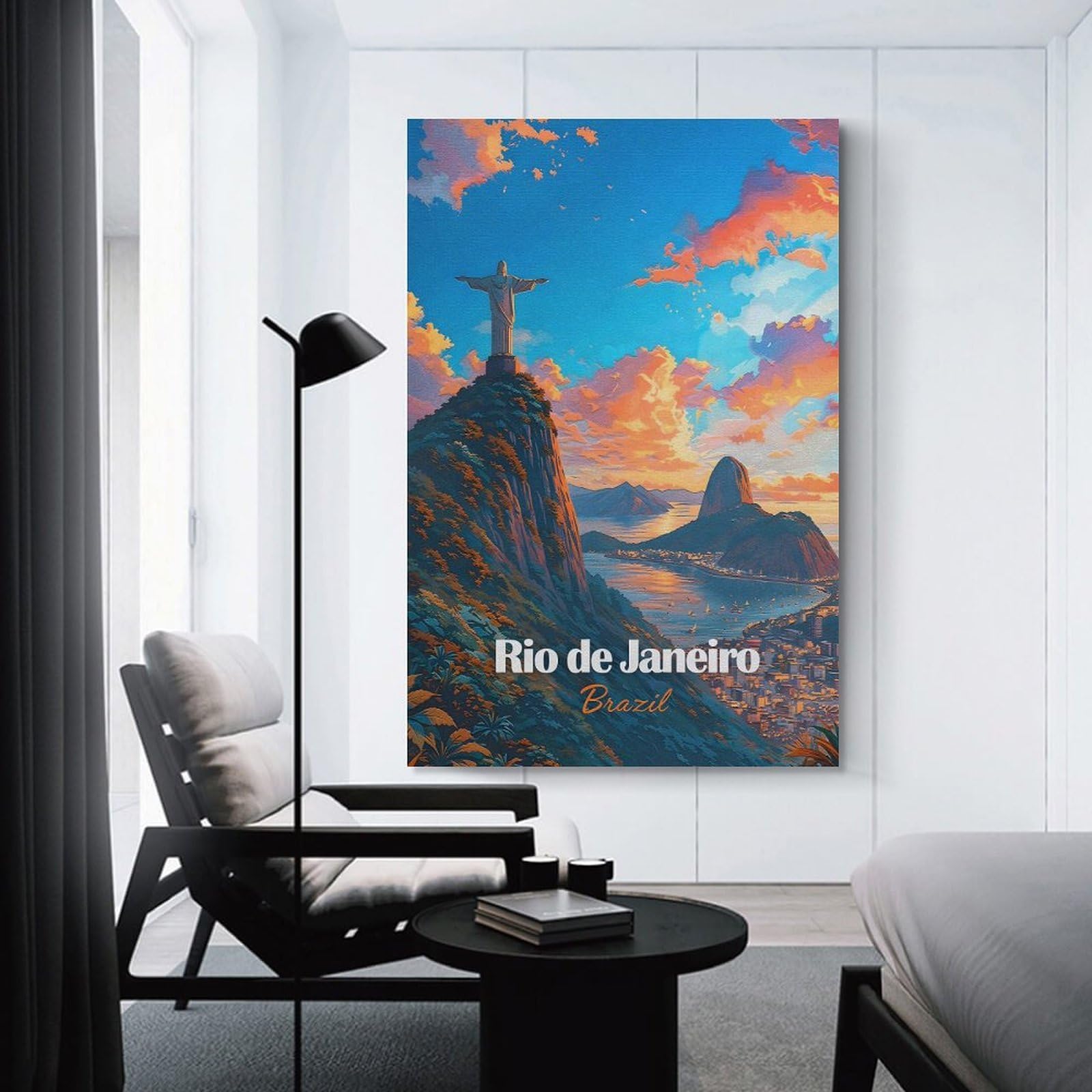 Junmoney Rio De Janeiro Sunset(2) Canvas Art Print, 20x30inch(50x75cm), for Living Room, Bedroom, Office Or Hallway, Decorative Artwork with Broad Appeal