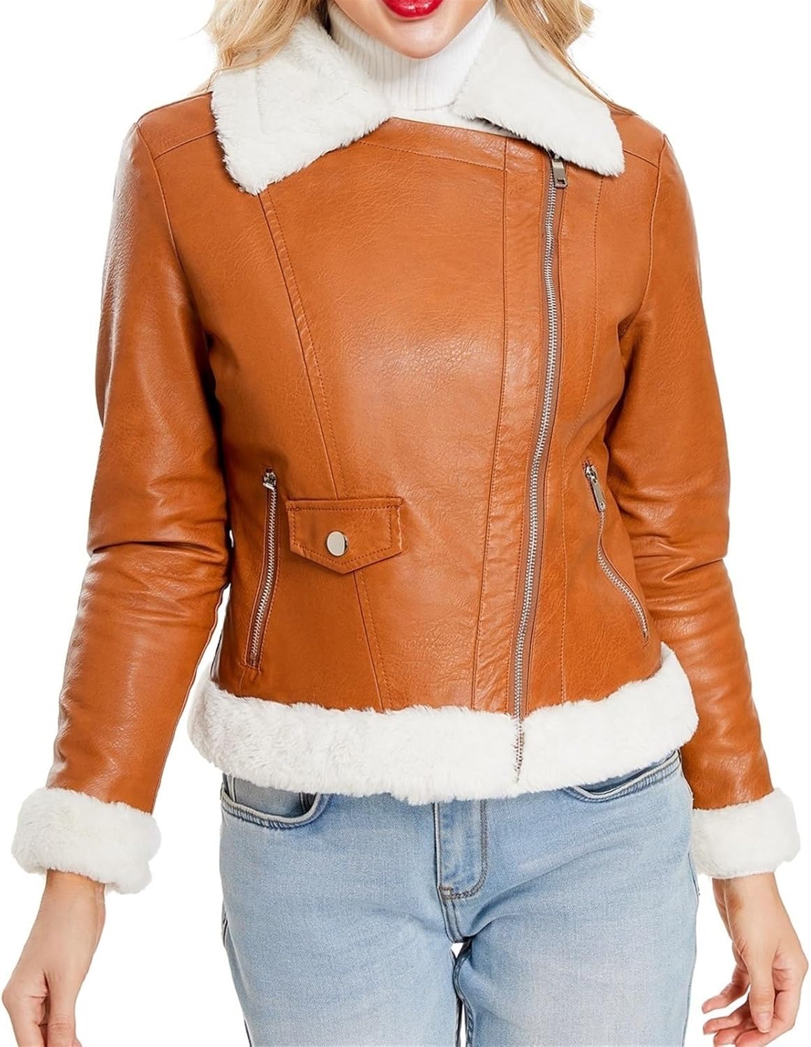 Motorcycle Coat For Biker Faux Leather Jackets For Women Motorcycle PU Moto Biker Outwear Coat