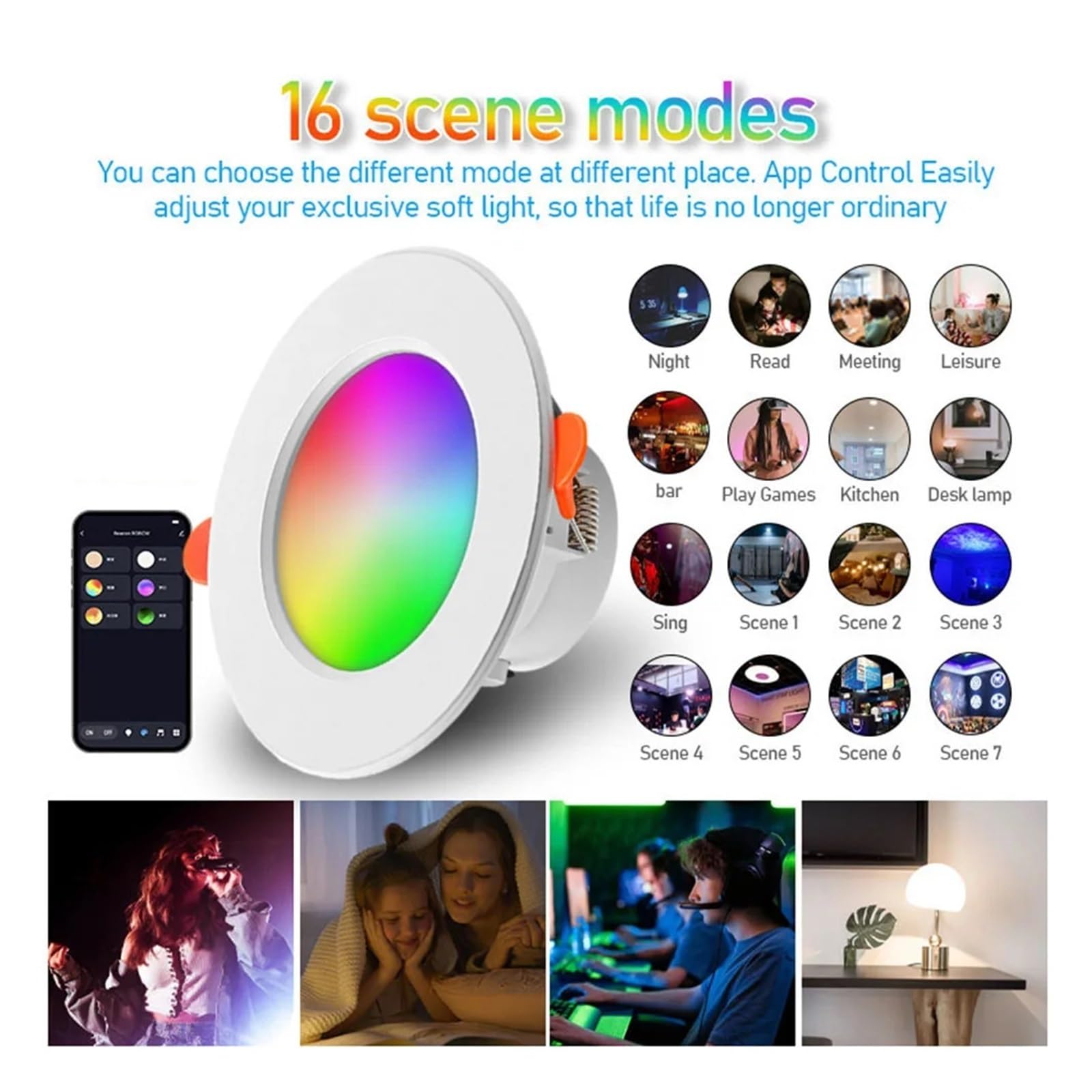 Bombilla LED RGB Tuya, Foco De Luz Descendente Regulable, Lámpara Compatible Con Bluetooth, 10W, 85-265V, Control Por Aplicación GB + CW + WW, Inteligente(10PCS)