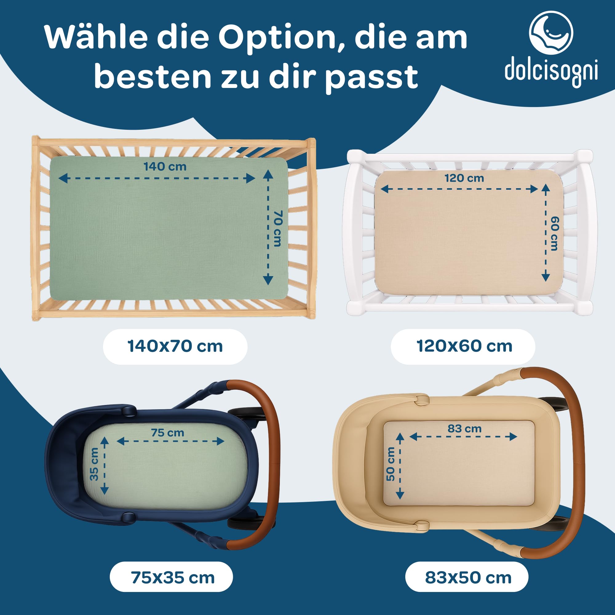 DOLCI SOGNI Matratze 60x120 cm für Babybett und Kinderbett, Atmungsaktive Babymatratze mit Aloe Vera Bezug, Oeko-TEX® & CertiPUR™, 14 cm Höhe