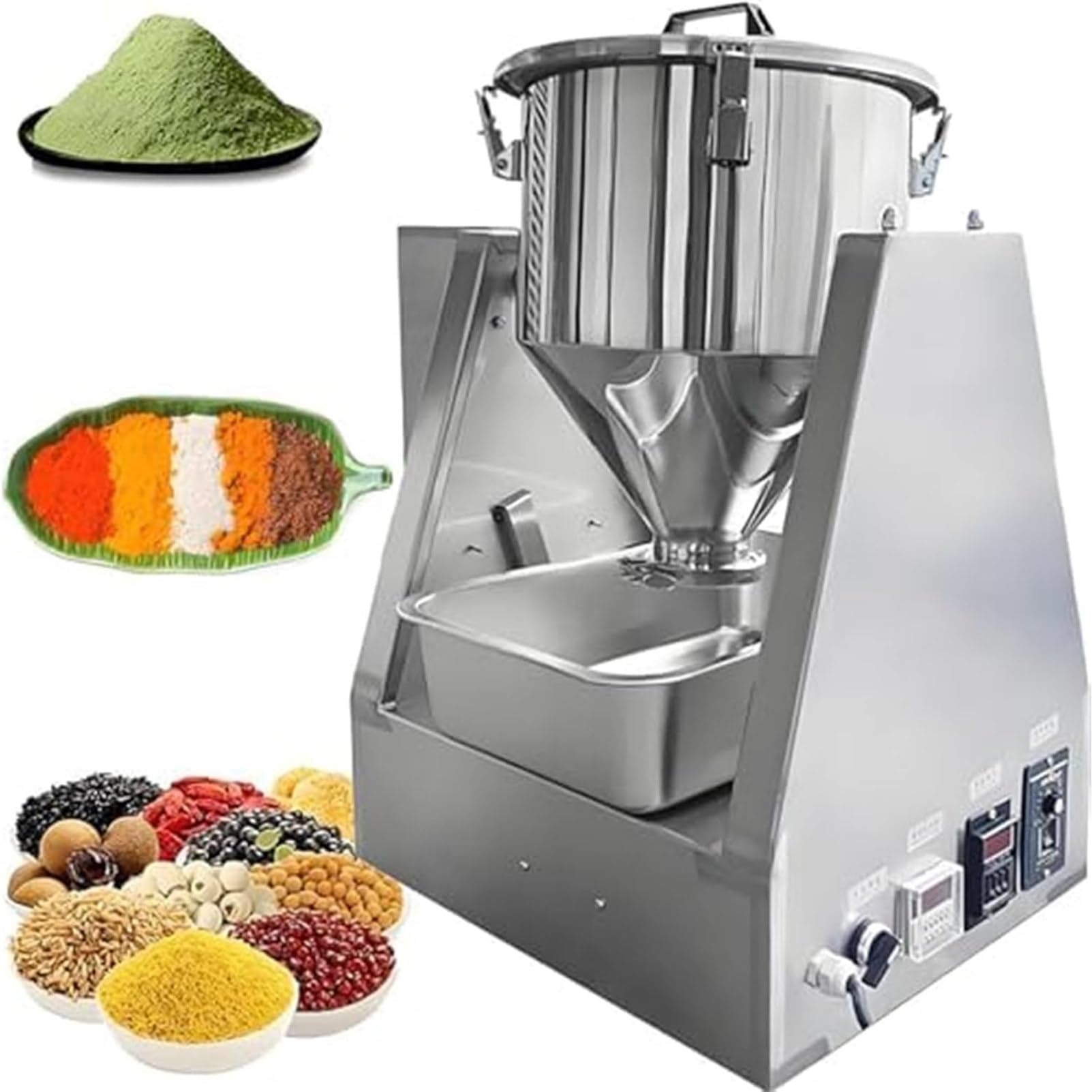 PweKzxt Dry Powder Mixer Mixing Machine,Cone Shape Drum Mixing Machine, 304 Stainless Steel Electric Blender,Lab Drum Mixer,for Powder and Granule Blending 10L