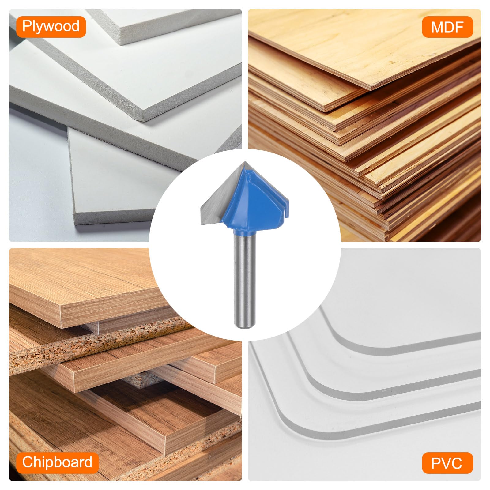 QUARKZMAN Flachfräser 6mm Schaft - 1/2" Schneiddurchmesser Mit Lager Für Holzbearbeitung