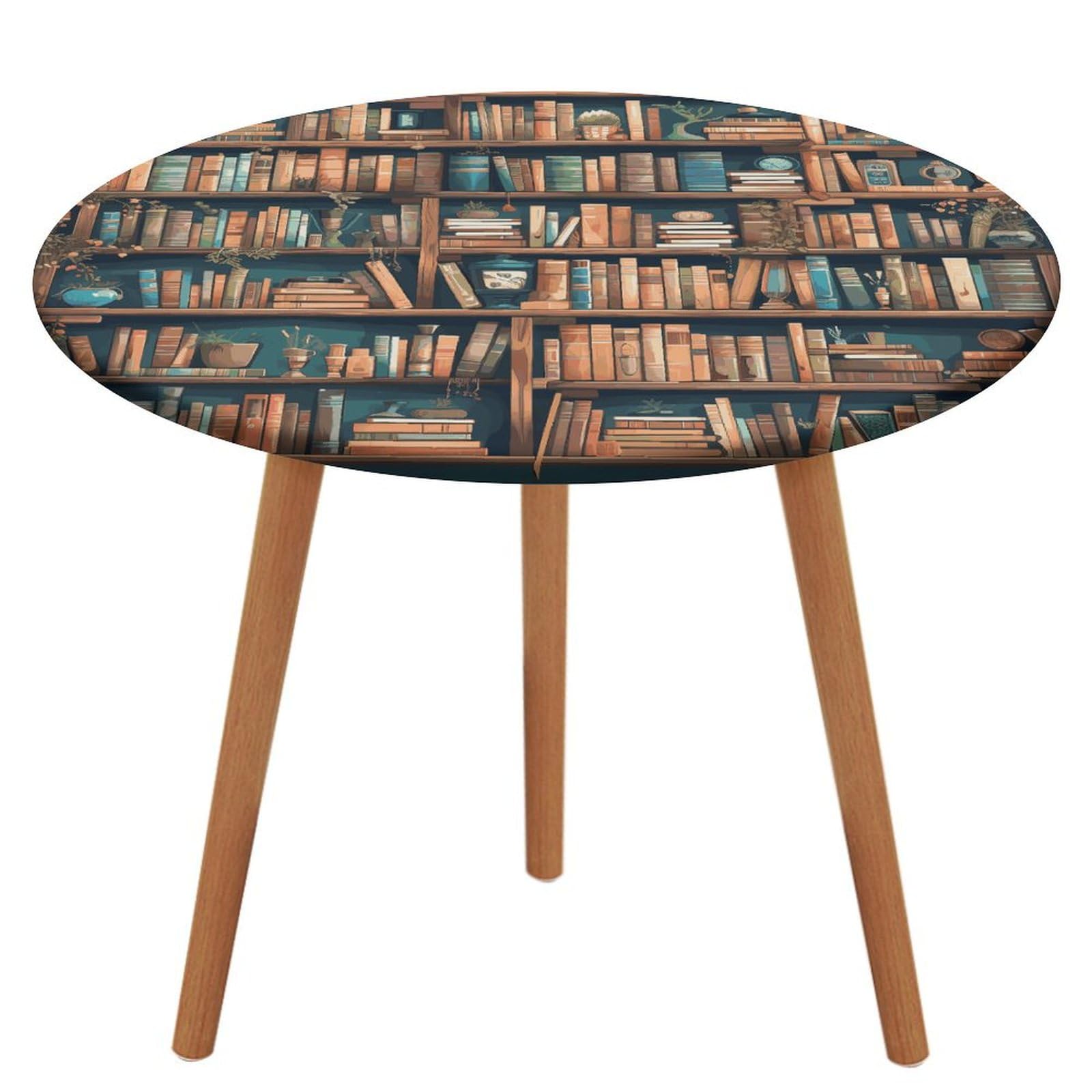Nappe de table de pique-nique ronde motif bibliothèque pour repas en extérieur