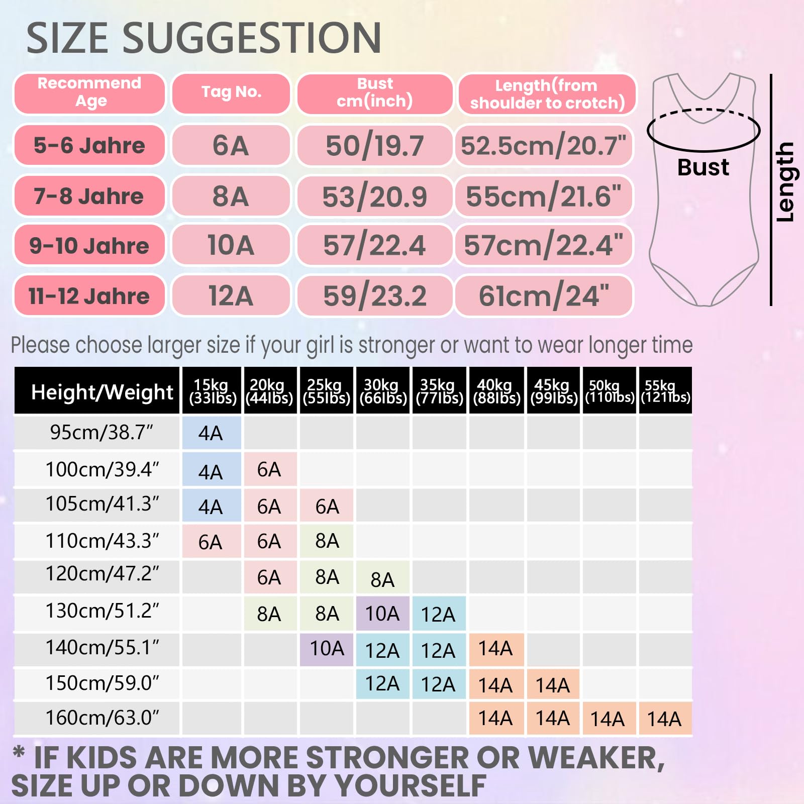 FINGER TEN Gymnastikanzug Mädchen Kurzarm Langarm Kinder Ballettanzug Gymnastik Training Gymnastikbody Trikotanzug Tanz Kleid Ballettkleid