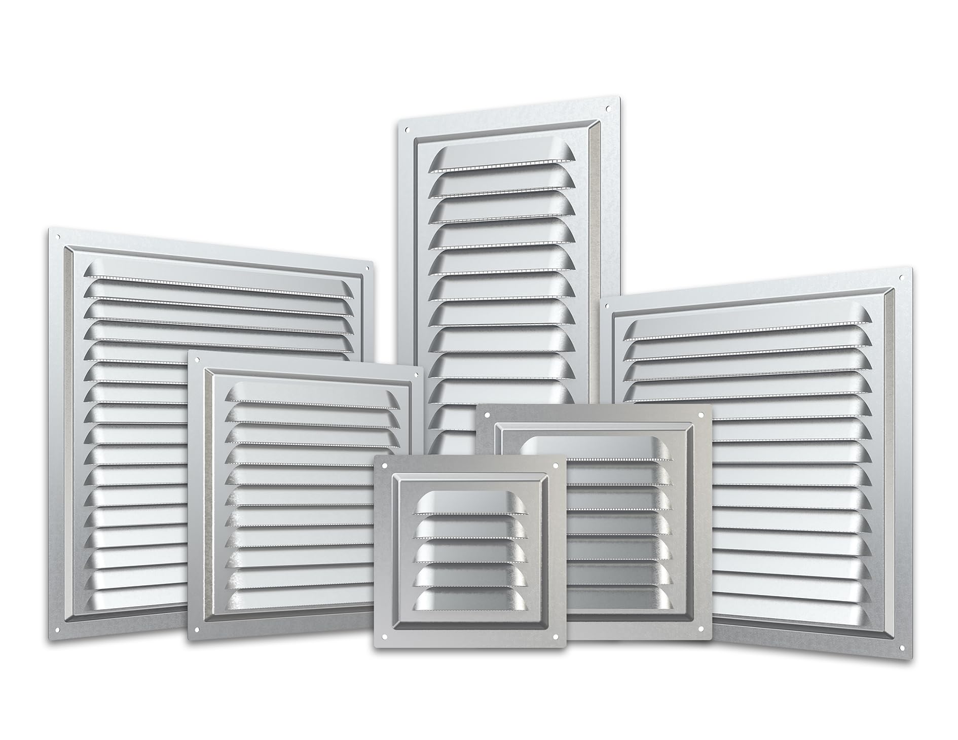 Griglia di Ventilazione in Acciaio Zincato – Copertura con Rete Protettiva – Antiruggine per Parete o Soffitto – Griglia Quadrata 250 x 250 mm – Uso Interno ed Esterno.