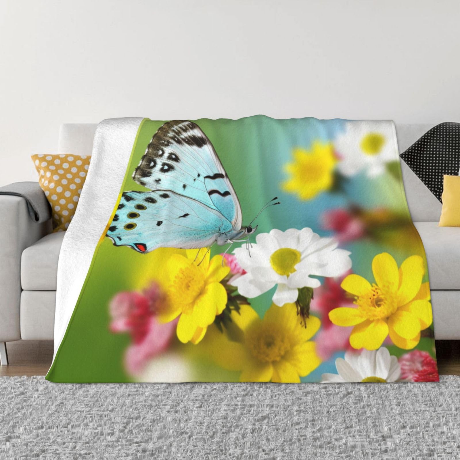 Couverture canapé polaire papillon légère et chaude pour frissons