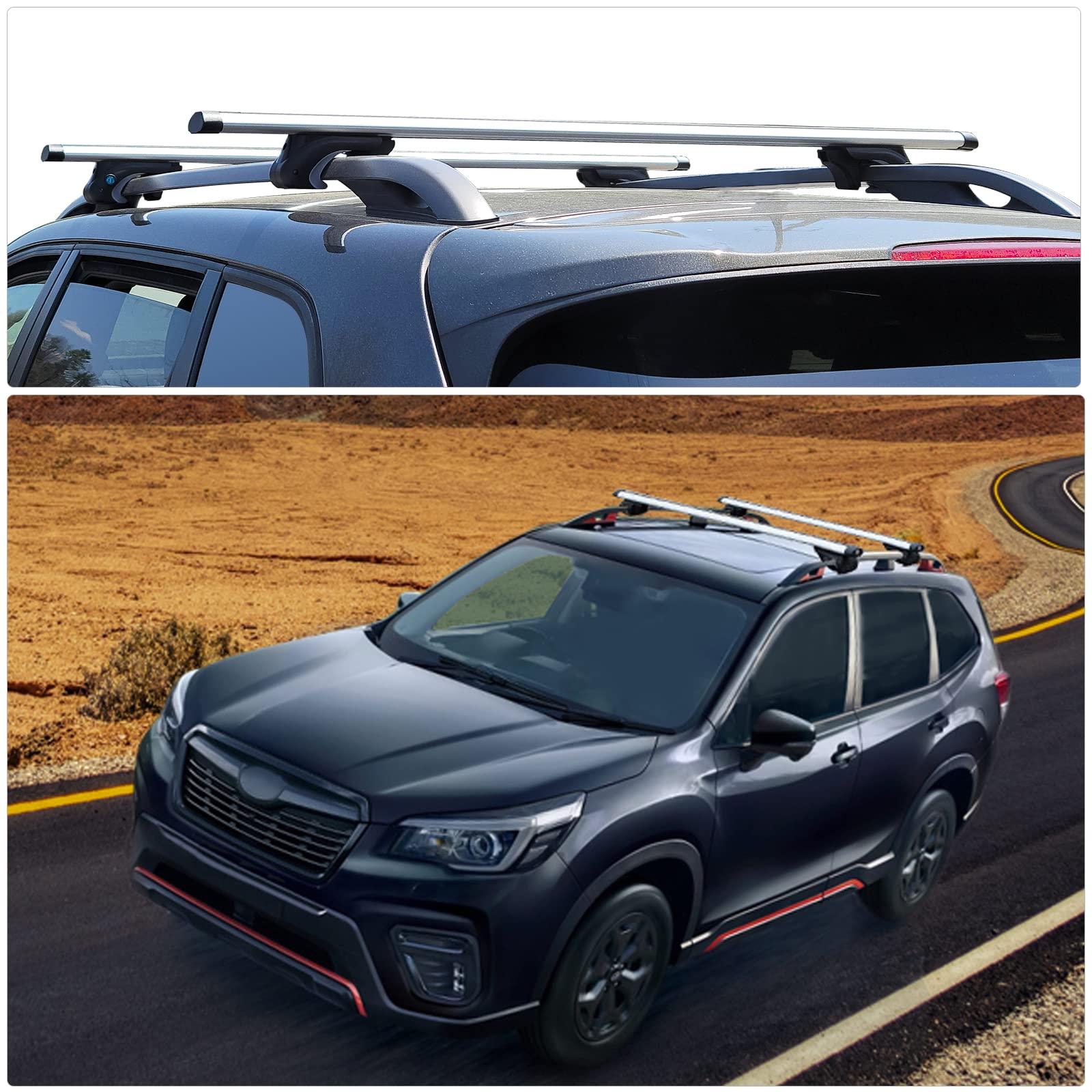 Photo 1 of 52" Universal Roof Rack Cross Bars Fit Cars SUVs with Existing Raised Side Rails with a Gap, Rugged Aluminum Max Load 180lbs 52'' Crossbars Fit SUVs