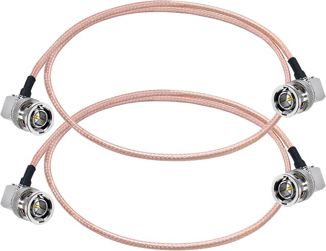 TUOLNK BNC Elbow Cable 75ohm BNC Male Right Angle to BNC Male Right Angle Extension Assembly Cable RG179 20inch (50cm) WIFI Antenna Pigtail Jumper HD SDI Video Coaxial Cable 2 Pack