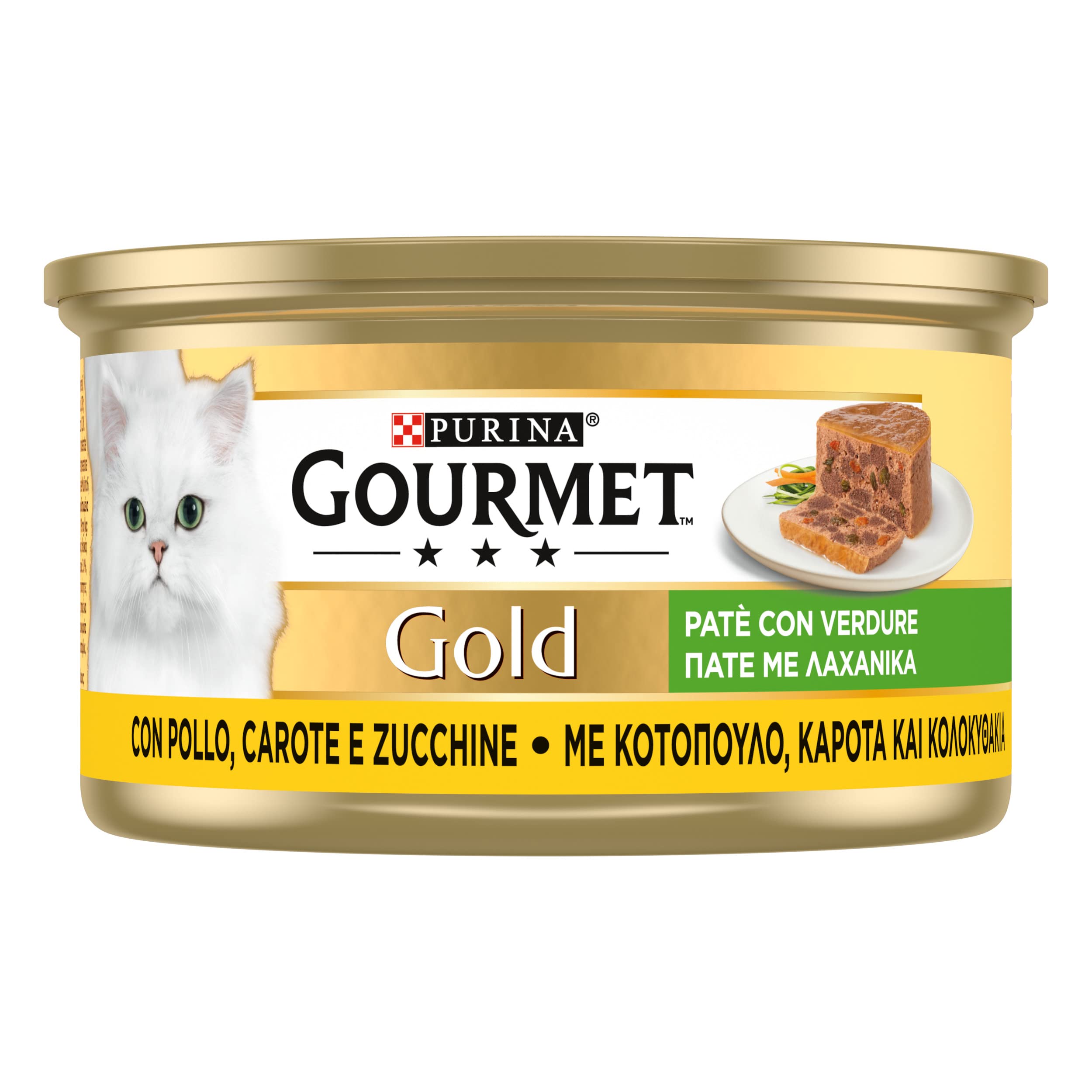 GOURMET GOLD Cibo umido per gatti adulti Patè con Verdure, Pollo, Carote e Zucchine, 24 lattine da 85g