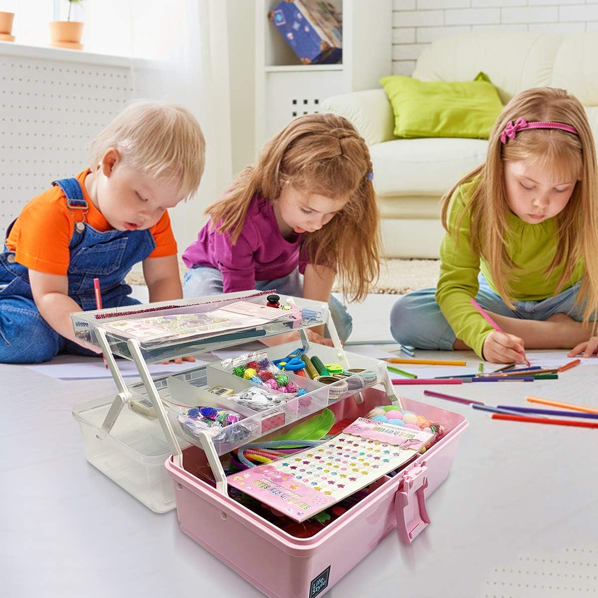 Handle with Box Craft Plastic 3Layers Box Supply Art WEWLINE for