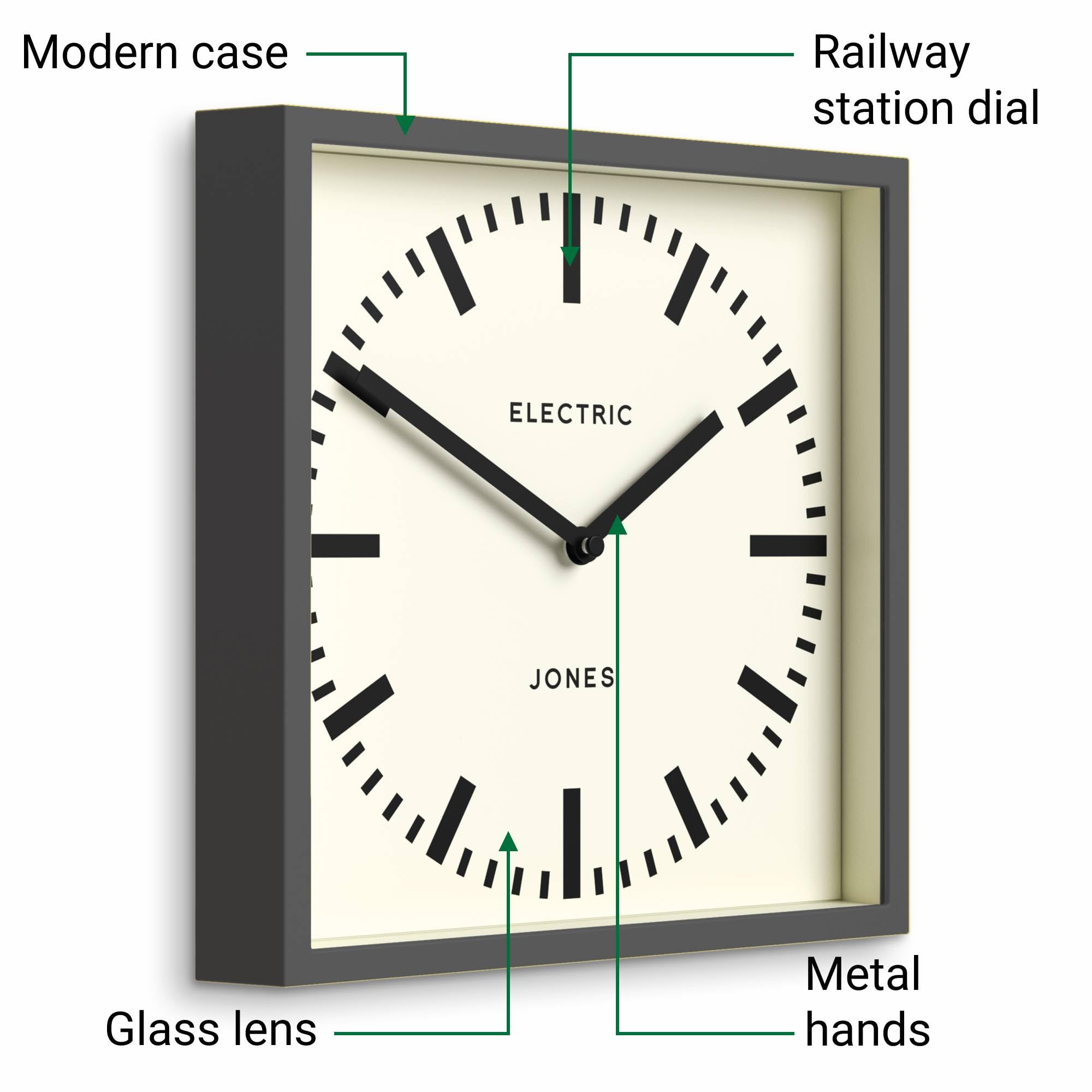 Amazon.co.jp: JONES CLOCKS ボックス鉄道壁掛け時計 | スクエア