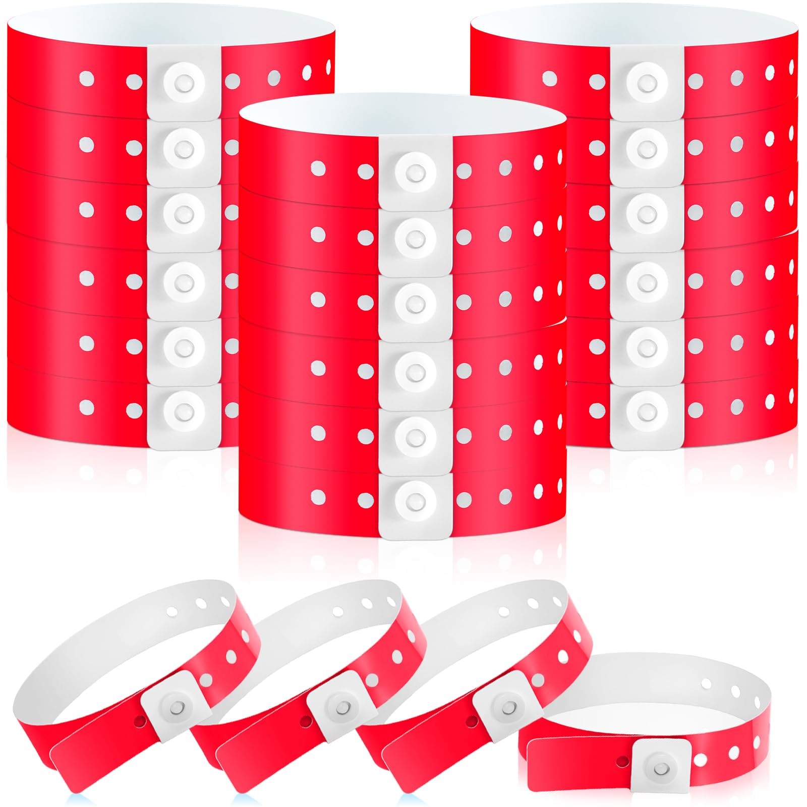 Henoyso 300 Pcs Plastic Wristbands for Events Vinyl Wristband Plastic Bracelet for Events Arm Band Identification for Concerts Carnivals (Red)