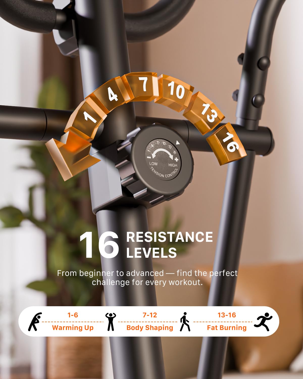 Crosstrainer Für Zuhause, Aeriflo S100 Magnetischer Ellipsentrainer Mit Bluetooth & App, 16 Widerstandsstufen, LCD-Display & Transportrollen, Ultraleiser Crosstrainer Für Cardio-Training