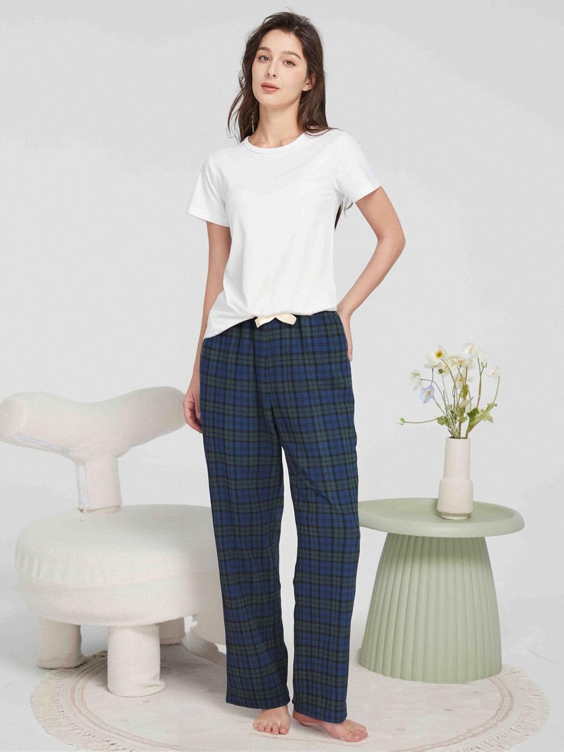 Women's Cotton Flannel Pajama Pants, Soft Lounge Bottoms with Pockets - Image 4