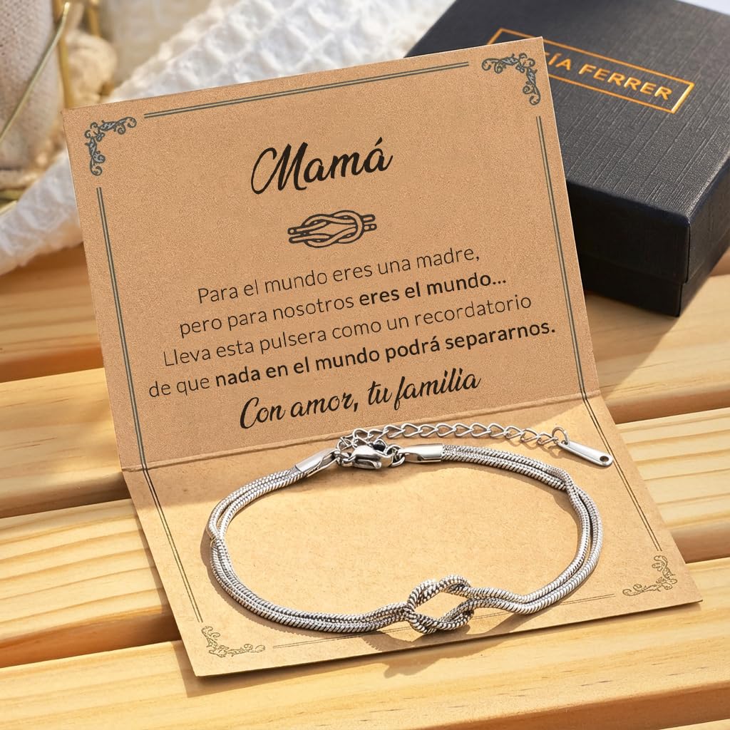 Pulsera Mamá de Acero Inoxidable con Tarjeta Dedicatoria para Dia de la Madre, Caja Lista para Entregar, Ideas de Regalos Para Madres, Elegante, Emotivo — view 5