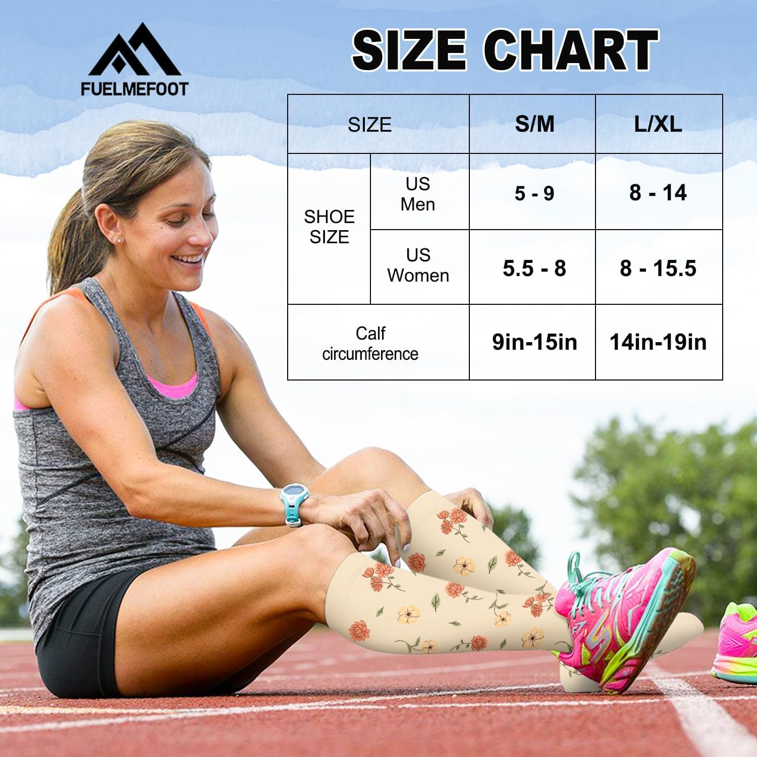 6 Pairs Compression Socks for Women & Men 15-20mmHg Graduated Support Knee High Socks for Nurses, Travel, Athletic - Image 6